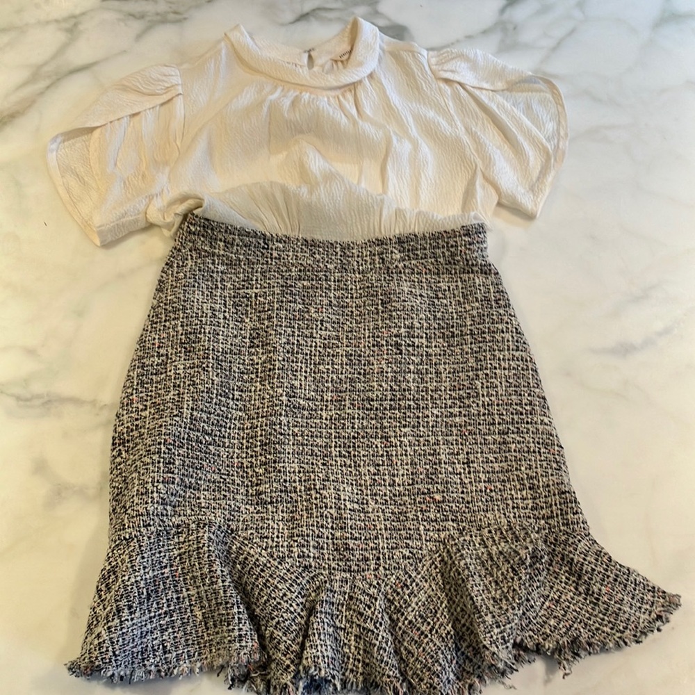 Rebecca Taylor Dress Half-Cream Half-Tweed